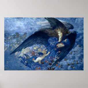 Vintage Art Print, Pre-Raphaelite Night Poster