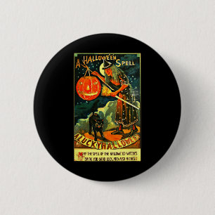 Vintage Art Retro Halloween Witch 6 Cm Round Badge