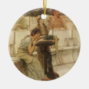 Vintage Art, Sappho and Alcaeus by Alma Tadema Ceramic Tree Decoration
