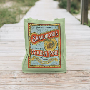 Vintage art Shadbkosha Green and blue Tote Bag