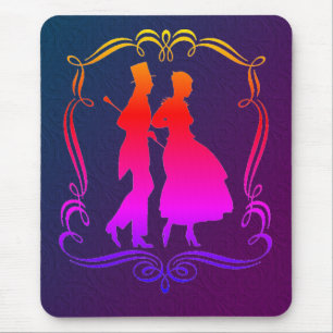 Vintage Art Silhouette Elegant Man And Woman Mouse Pad