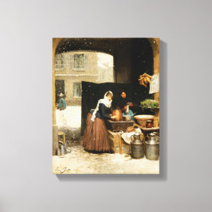 Vintage Art Street Coffee Shop Canvas Print