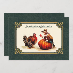 Vintage Art Thanksgiving Dinner Invitations