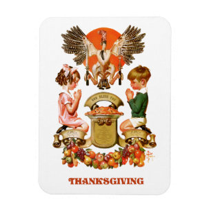 Vintage Art Thanksgiving Gift Magnets