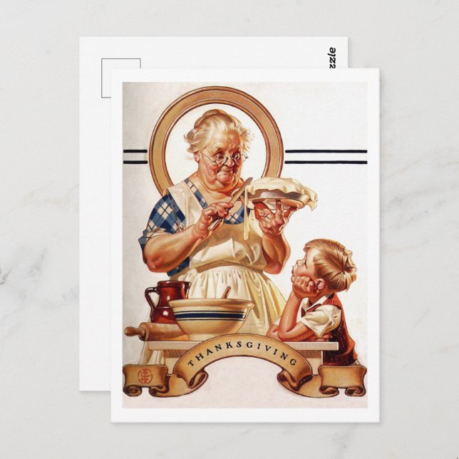 Vintage Art Thanksgiving Postcards (Front/Back)