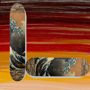 Vintage Art The Great Wave Japanese Artist Ocean  Skateboard