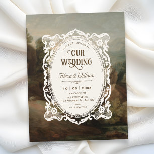 Vintage art wedding invitation