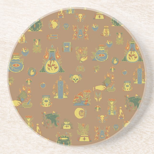 Vintage Art Witchy Coaster (Front)