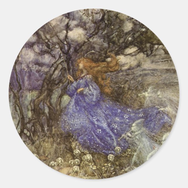 Vintage Arthur Rackham Fairy Round Sticker (Front)