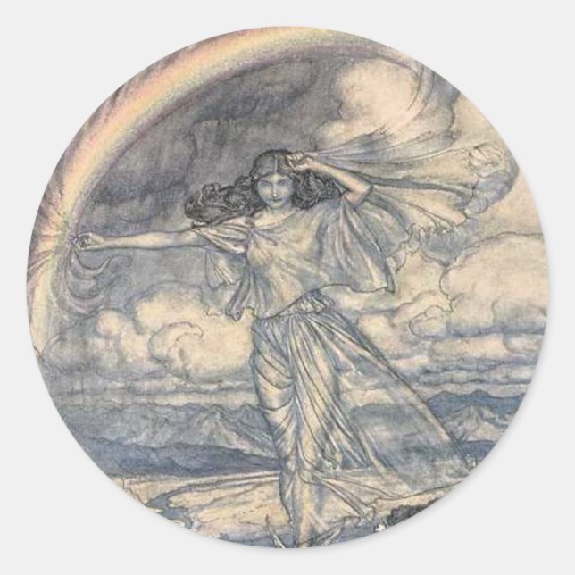 Vintage Arthur Rackham Fairy Round Sticker (Front)