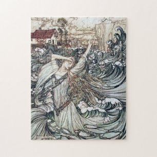Vintage Arthur Rackham Mermaid Art Undine Jigsaw Puzzle