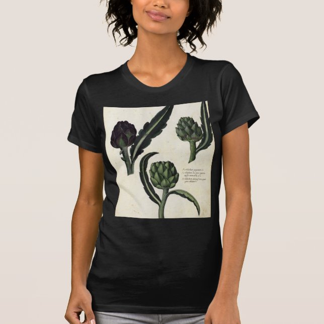 Vintage Artichoke Botanical Print T-Shirt (Front)