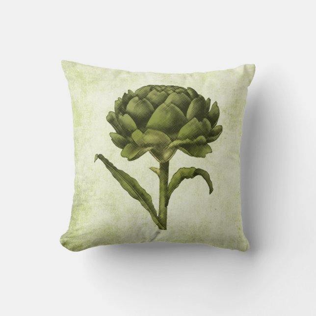 Vintage Artichoke Throw Pillow (Front)
