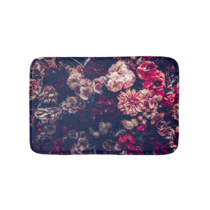 Vintage Artificial Flowers: Wall Background Bath Mat