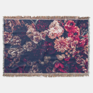 Vintage Artificial Flowers: Wall Background Throw Blanket