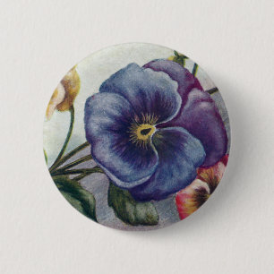 Vintage Artistic Pansies 6 Cm Round Badge