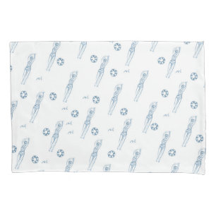 Vintage Artistic Snychro Swimmers Blue Pattern  Pillowcase