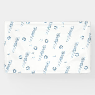 Vintage Artistic Snychro Swimming Team Girls  Banner