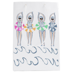 Vintage Artistic Swimming Swimmers Swim Ring Pool Medium Gift Bag