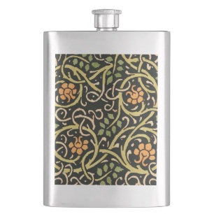 Vintage Arts and Crafts Floral Pattern Roycroft Hip Flask