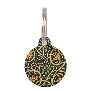 Vintage Arts and Crafts Floral Pattern Roycroft Pet Tag