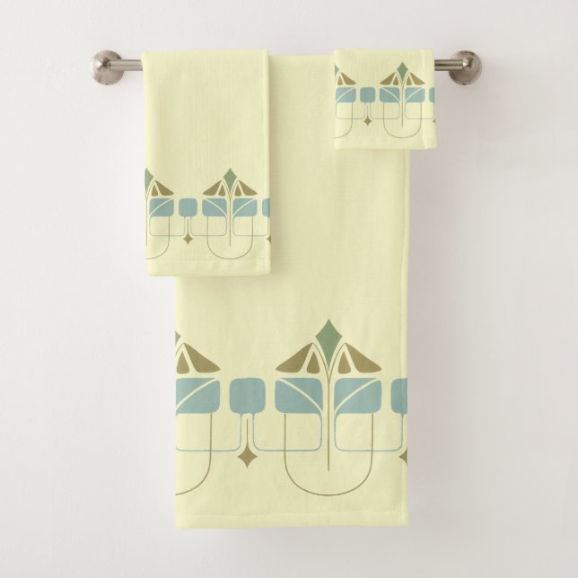 Vintage Arts And Crafts Frieze Bath Towel Set (Insitu)