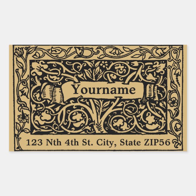 Vintage Arts And Crafts Style Name Label Template (Front)