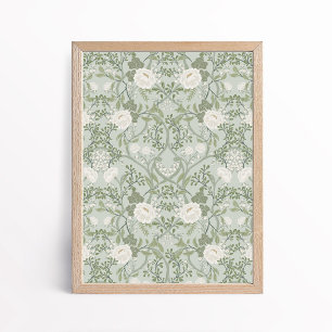 Vintage Arts and Crafts Style Peony Floral Poster
