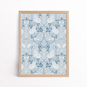 Vintage Arts and Crafts Style Peony Floral Poster