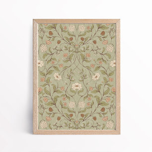 Vintage Arts and Crafts Style Woodland Floral Poster
