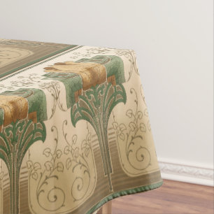 Vintage Arts & Crafts or Mission Style Pattern Tablecloth