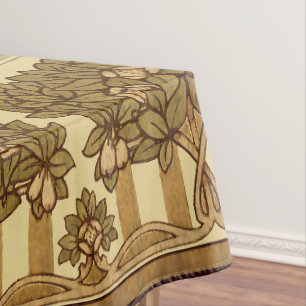 Vintage Arts & Crafts Style Fruit Tree Pattern Tablecloth