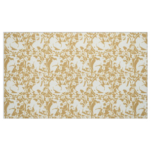 Vintage Arts & Crafts Style Rabbit Dog Bird Deer Fabric