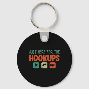 Vintage Arts Funny Camping Outfits Just Here For T Key Ring