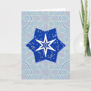 Vintage Artsy Blue Star Holiday Card