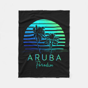 Vintage Aruba Beach Vibes Vacation Souvenir Fleece Blanket