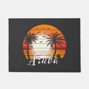 Vintage Aruba Palm Trees Summer Beach Doormat