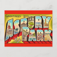 Vintage Asbury Park NJ Greetings Postcard