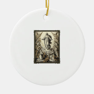 Vintage Ascension Angel Engraving Vector Art_1 Ceramic Ornament