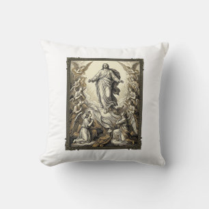 Vintage Ascension Angel Engraving Vector Art_1 Cushion