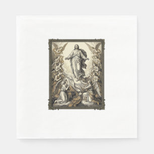 Vintage Ascension Angel Engraving Vector Art_1 Napkin