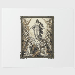 Vintage Ascension Angel Engraving Vector Art_1 Wrapping Paper