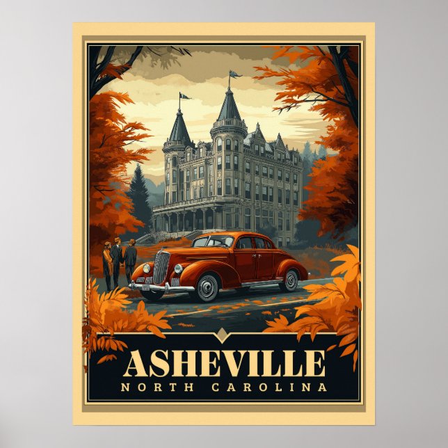 Vintage Asheville, North Carolina  Poster (Front)