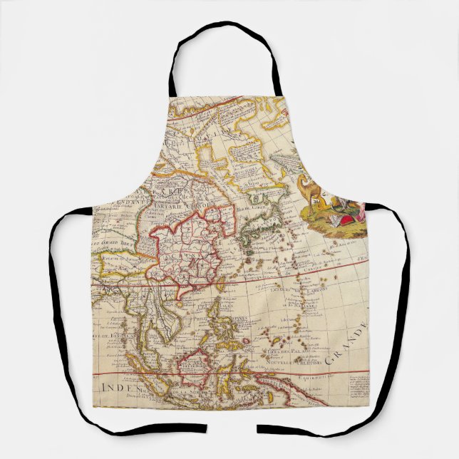 Vintage Asia Map - Ornate French Title Cartouche Apron (Front)