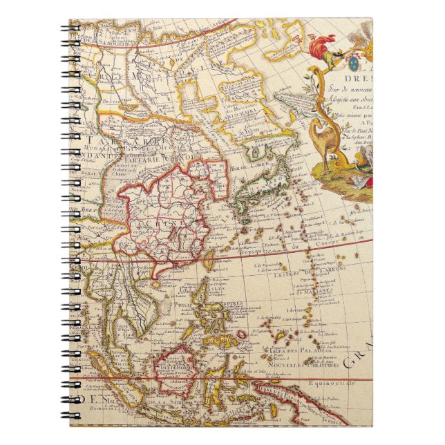 Vintage Asia Map - Ornate French Title Cartouche Notebook (Front)