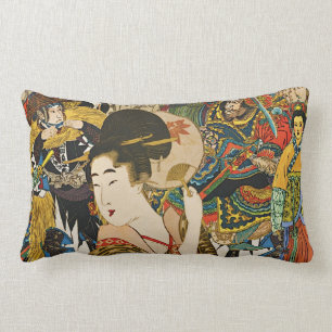 Vintage Asian Collage lumbar pillow