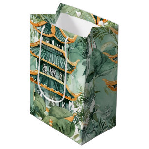 Vintage Asian Pagoda Forest Travel Medium Gift Bag