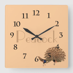 Vintage Asian Peacocks Square Wall Clock