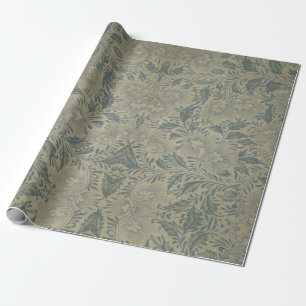 VINTAGE ASIAN TOILE FLORAL-ELEGANTGREY CHINOISERIE WRAPPING PAPER