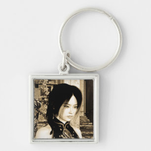 Vintage Asian Woman Portrait Art Key Ring